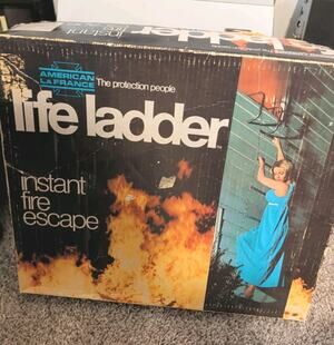 Vintage 1977 American LaFrance Life Ladder 15 Ft 2 Story Steel Fire Escape Box